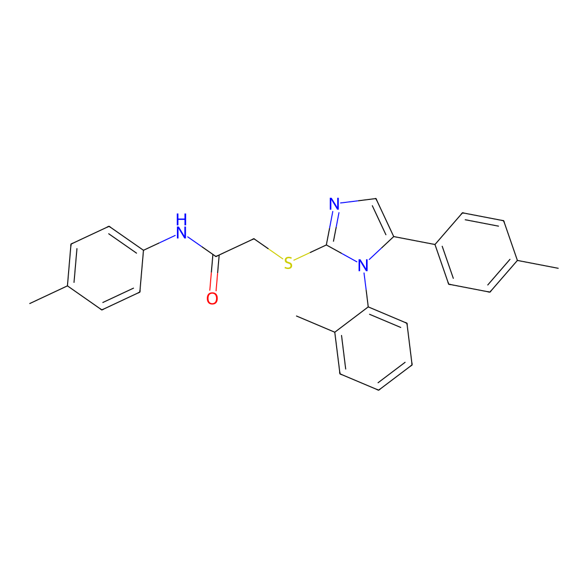 N-(p-tolyl)-2-((1-(o-tolyl)-5-(p-tolyl)-1H-imidazol-2-yl)thio)acetamide molecular structure, CAS 1206994-17-3