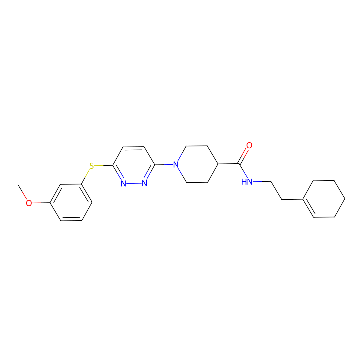 N-[2-(cyclohex-1-en-1-yl)ethyl]-1-{6-[(3-methoxyphenyl)sulfanyl]pyridazin-3-yl}piperidine-4-carboxamide molecular structure, CAS 1206994-19-5