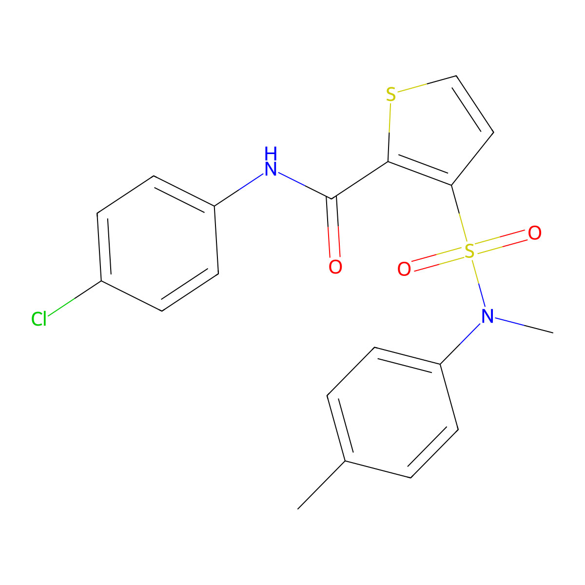 N-(4-chlorophenyl)-3-[methyl(4-methylphenyl)sulfamoyl]thiophene-2-carboxamide molecular structure, CAS 1206994-24-2