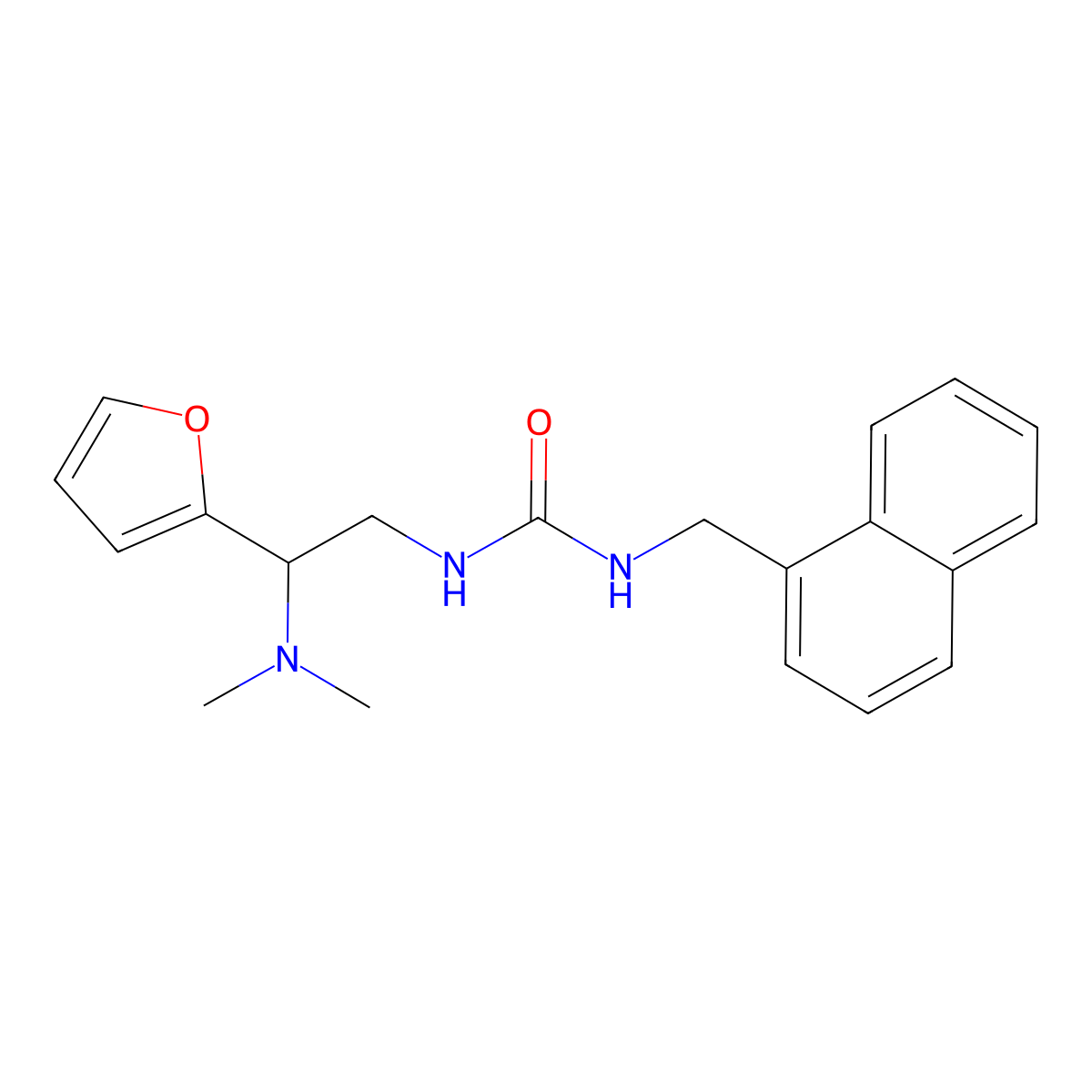 1-(2-(Dimethylamino)-2-(furan-2-yl)ethyl)-3-(naphthalen-1-ylmethyl)urea molecular structure, CAS 1206994-25-3