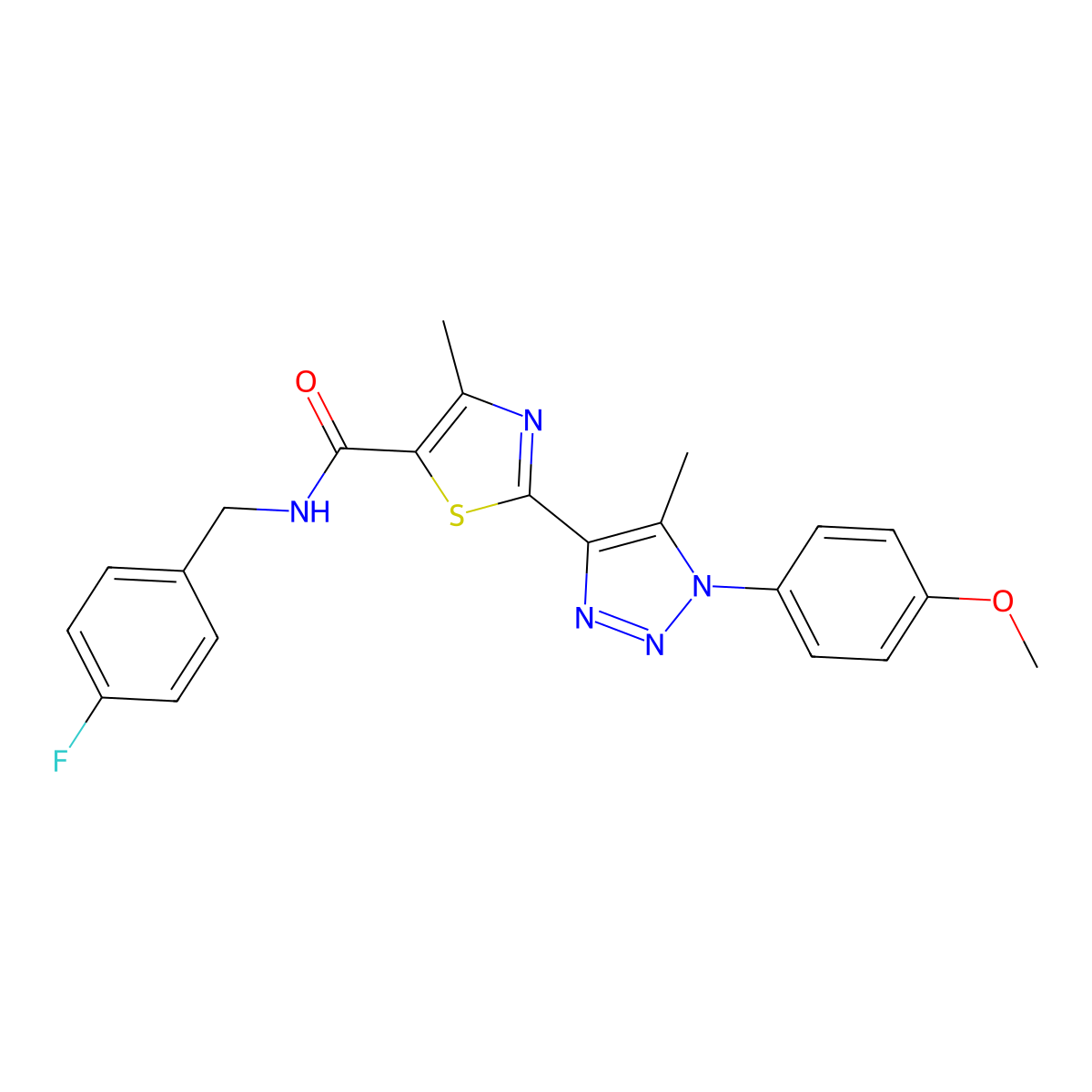 N-(4-fluorobenzyl)-2-(1-(4-methoxyphenyl)-5-methyl-1H-1,2,3-triazol-4-yl)-4-methylthiazole-5-carboxamide molecular structure, CAS 1206994-26-4