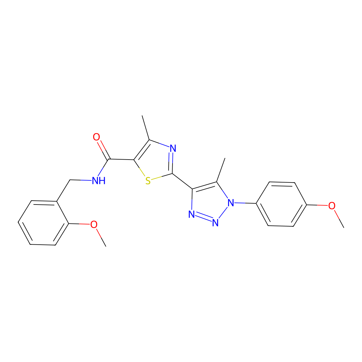 N-(2-methoxybenzyl)-2-(1-(4-methoxyphenyl)-5-methyl-1H-1,2,3-triazol-4-yl)-4-methylthiazole-5-carboxamide molecular structure, CAS 1206994-30-0