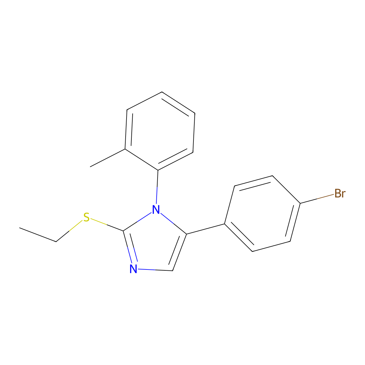 5-(4-bromophenyl)-2-(ethylthio)-1-(o-tolyl)-1H-imidazole molecular structure, CAS 1206994-34-4