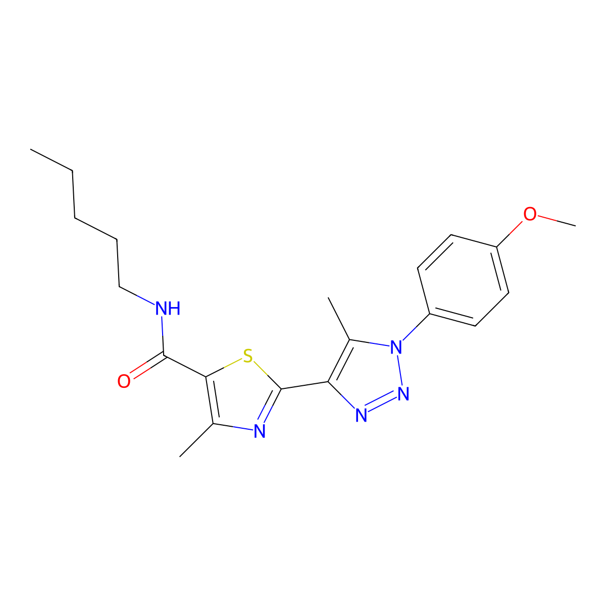 2-[1-(4-methoxyphenyl)-5-methyl-1H-1,2,3-triazol-4-yl]-4-methyl-N-pentyl-1,3-thiazole-5-carboxamide molecular structure, CAS 1206994-35-5
