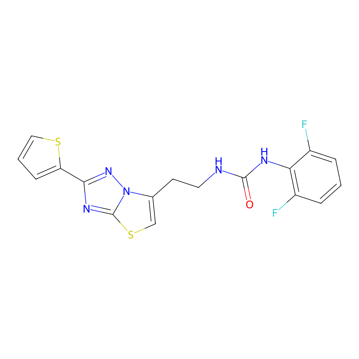 1-(2,6-Difluorophenyl)-3-(2-(2-(thiophen-2-yl)thiazolo[3,2-b][1,2,4]triazol-6-yl)ethyl)urea molecular structure, CAS 1206994-37-7