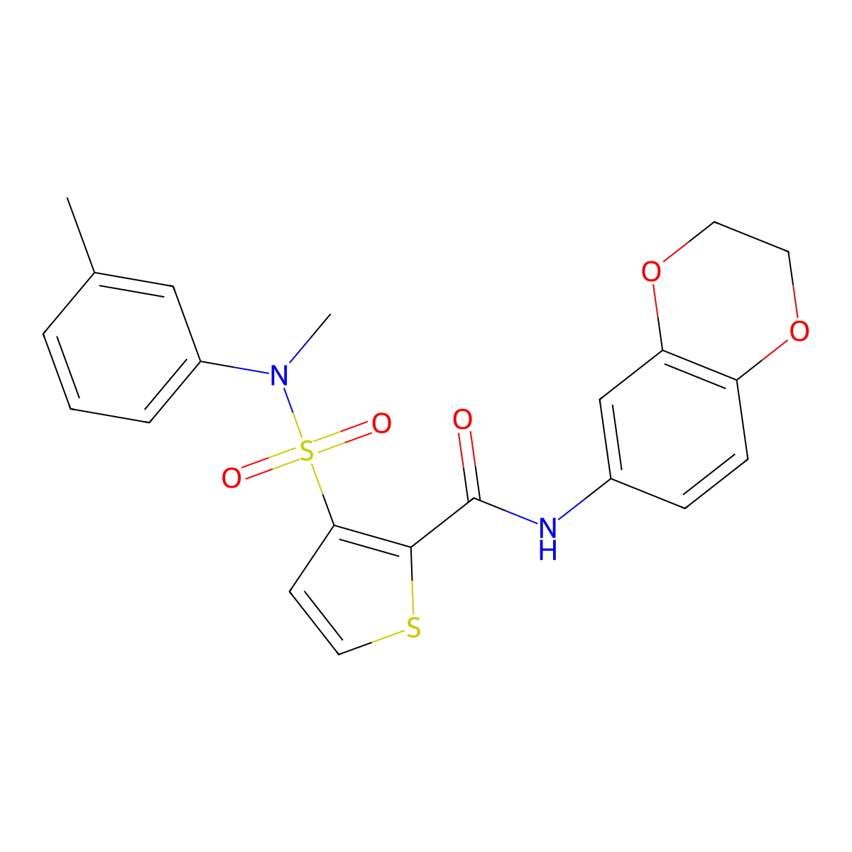 N-(2,3-dihydro-1,4-benzodioxin-6-yl)-3-[methyl(3-methylphenyl)sulfamoyl]thiophene-2-carboxamide molecular structure, CAS 1206994-38-8