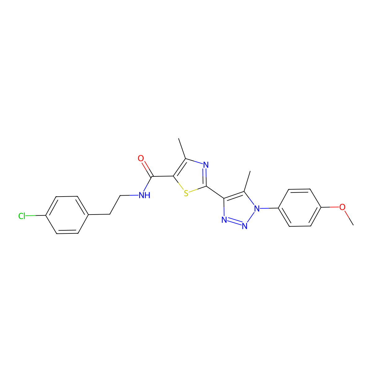 N-(4-chlorophenethyl)-2-(1-(4-methoxyphenyl)-5-methyl-1H-1,2,3-triazol-4-yl)-4-methylthiazole-5-carboxamide molecular structure, CAS 1206994-39-9