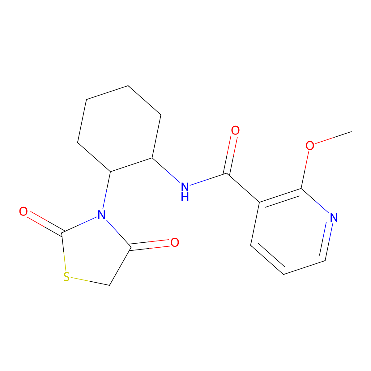 N-(2-(2,4-dioxothiazolidin-3-yl)cyclohexyl)-2-methoxynicotinamide molecular structure, CAS 1206994-41-3