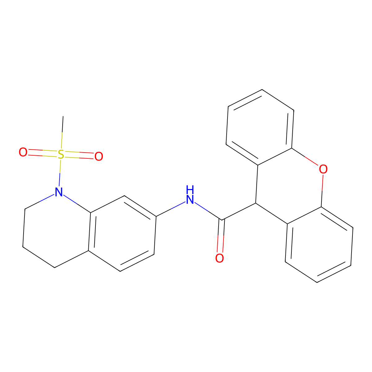 N-(1-(methylsulfonyl)-1,2,3,4-tetrahydroquinolin-7-yl)-9H-xanthene-9-carboxamide molecular structure, CAS 1206994-42-4