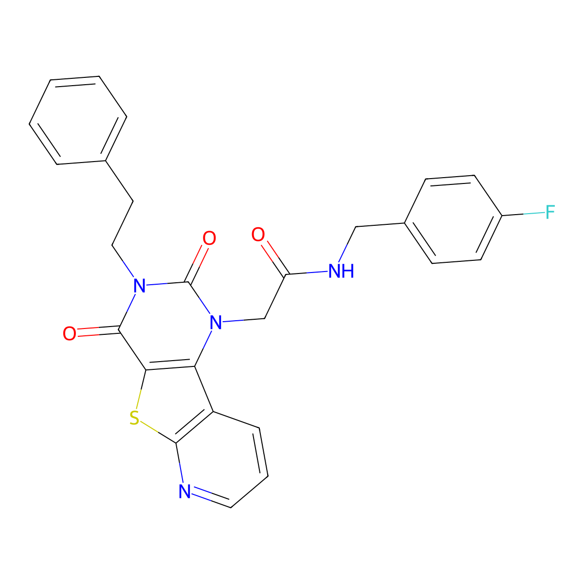 2-(2,4-dioxo-3-phenethyl-3,4-dihydropyrido[3',2':4,5]thieno[3,2-d]pyrimidin-1(2H)-yl)-N-(4-fluorobenzyl)acetamide molecular structure, CAS 1206994-43-5