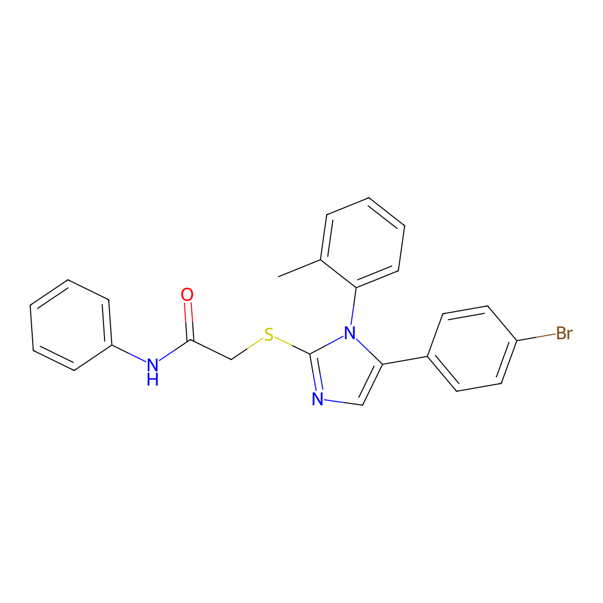 2-((5-(4-bromophenyl)-1-(o-tolyl)-1H-imidazol-2-yl)thio)-N-phenylacetamide molecular structure, CAS 1206994-44-6