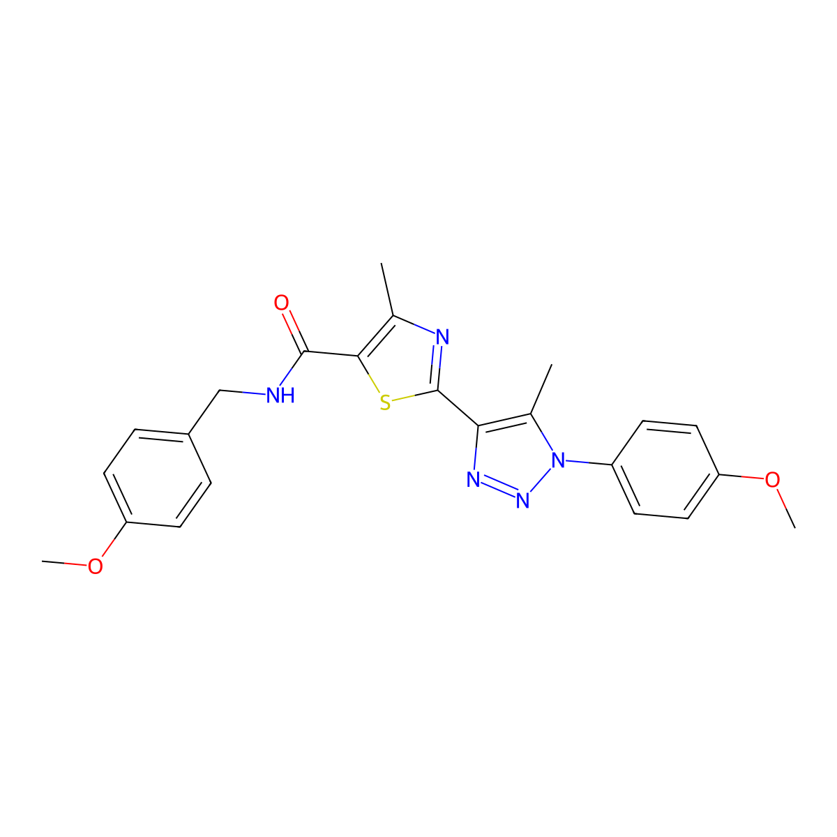N-(4-methoxybenzyl)-2-(1-(4-methoxyphenyl)-5-methyl-1H-1,2,3-triazol-4-yl)-4-methylthiazole-5-carboxamide molecular structure, CAS 1206994-45-7