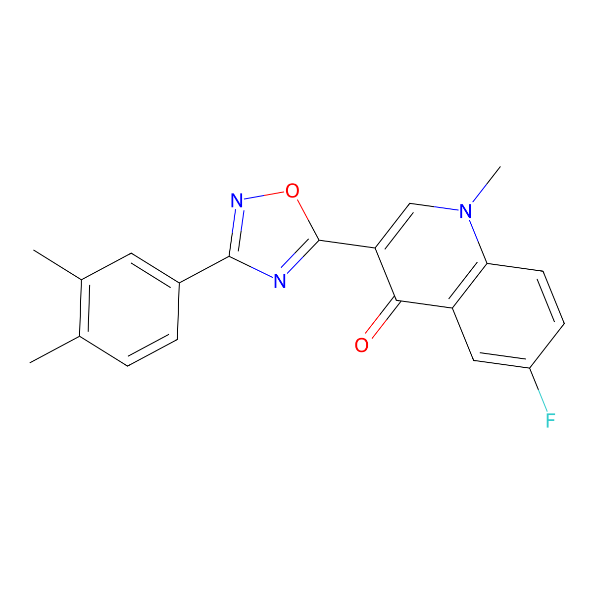 3-[3-(3,4-dimethylphenyl)-1,2,4-oxadiazol-5-yl]-6-fluoro-1-methylquinolin-4(1H)-one molecular structure, CAS 1206994-47-9