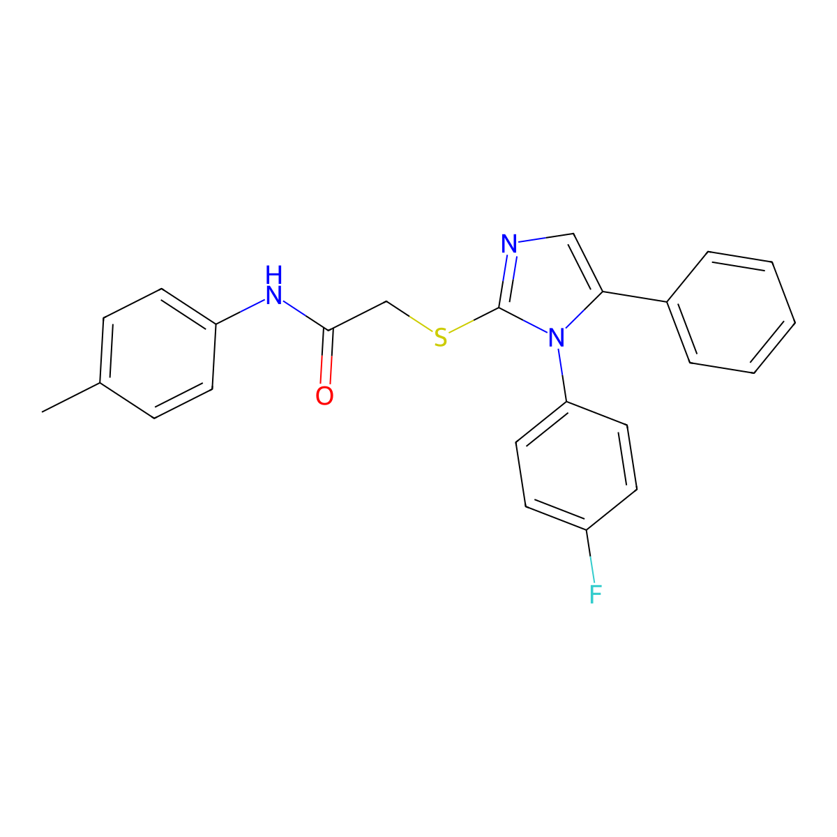 2-((1-(4-fluorophenyl)-5-phenyl-1H-imidazol-2-yl)thio)-N-(p-tolyl)acetamide molecular structure, CAS 1206994-48-0