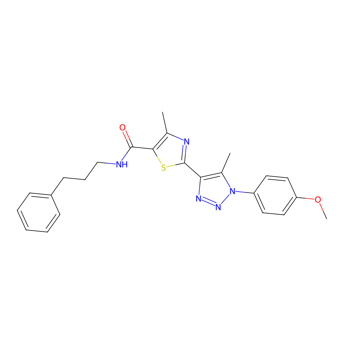 2-(1-(4-methoxyphenyl)-5-methyl-1H-1,2,3-triazol-4-yl)-4-methyl-N-(3-phenylpropyl)thiazole-5-carboxamide molecular structure, CAS 1206994-49-1