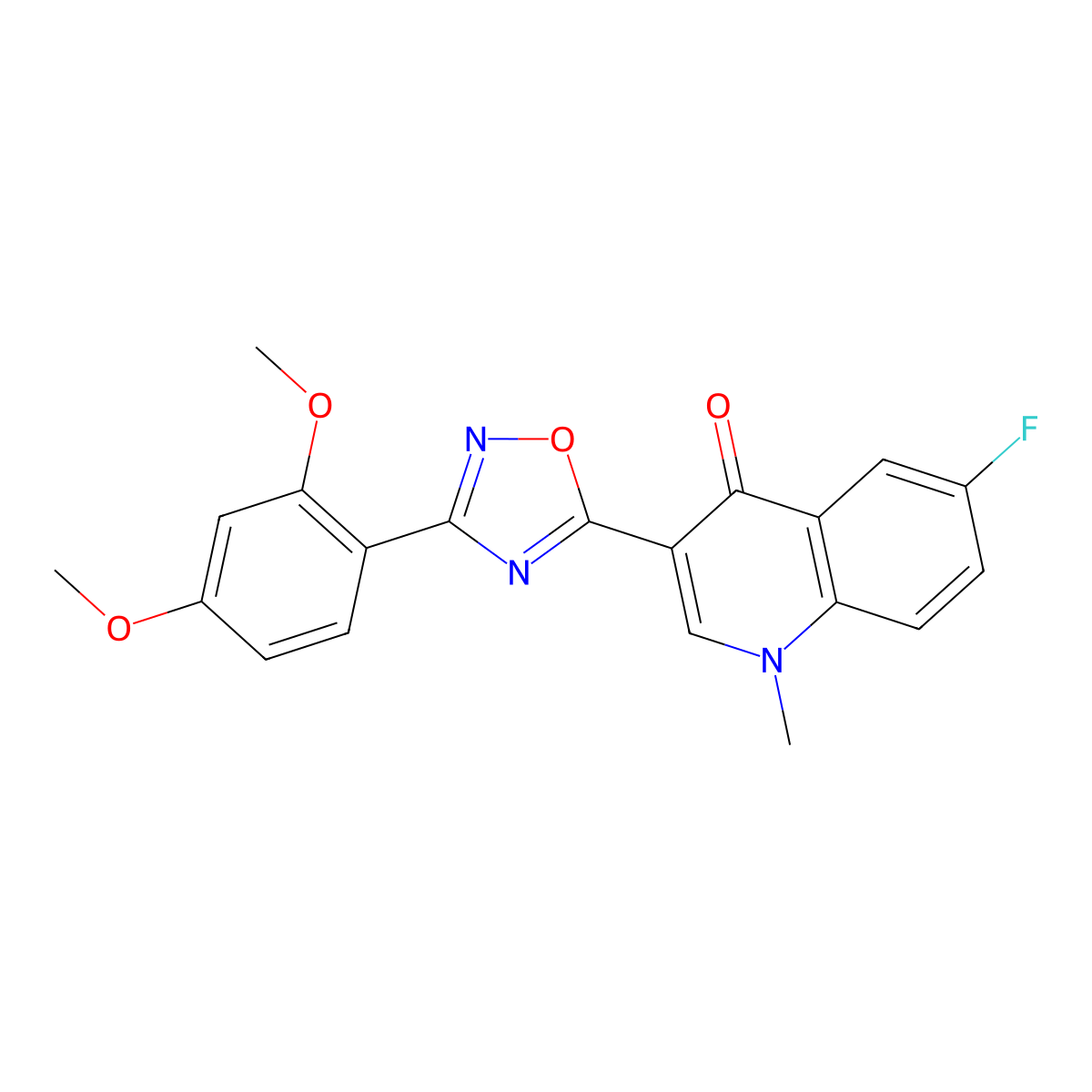3-(3-(2,4-dimethoxyphenyl)-1,2,4-oxadiazol-5-yl)-6-fluoro-1-methylquinolin-4(1H)-one molecular structure, CAS 1206994-51-5