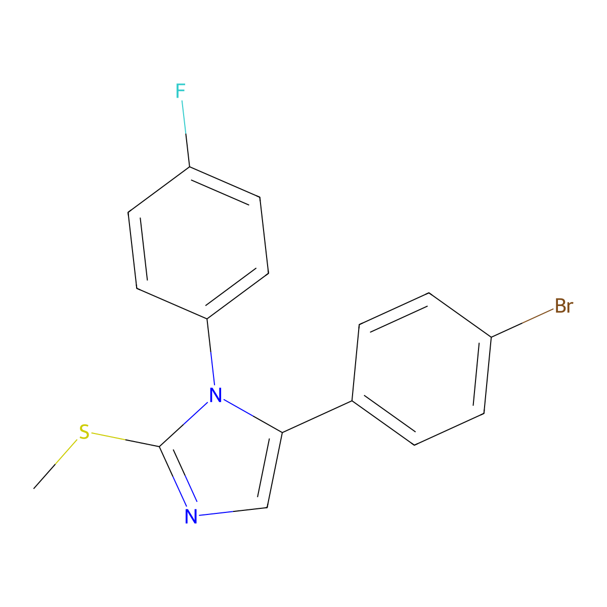 5-(4-bromophenyl)-1-(4-fluorophenyl)-2-(methylthio)-1H-imidazole molecular structure, CAS 1206994-64-0
