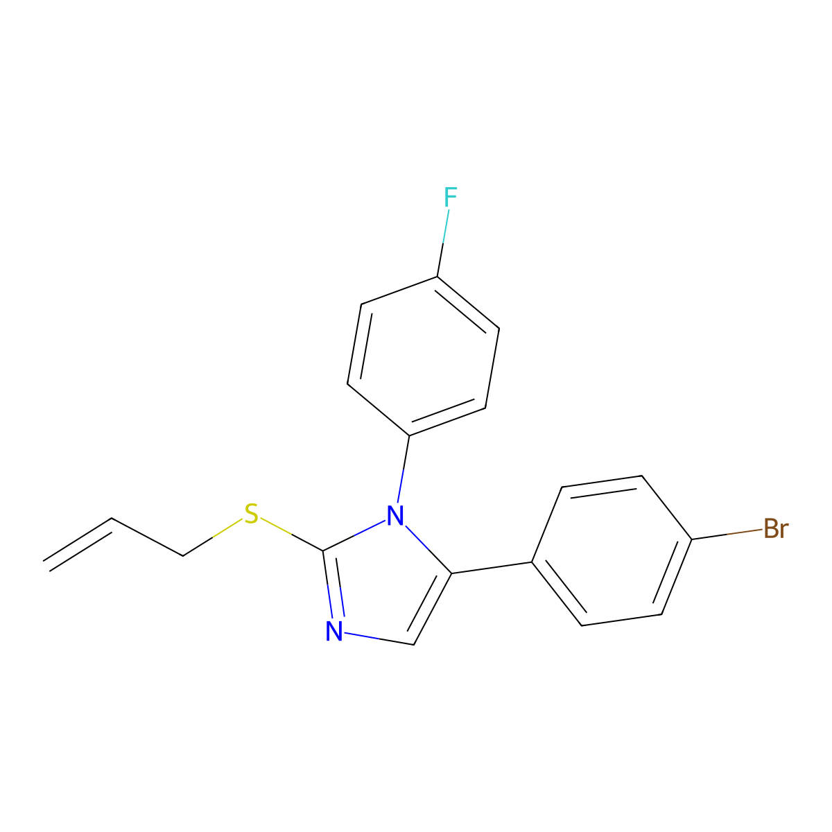 2-(allylthio)-5-(4-bromophenyl)-1-(4-fluorophenyl)-1H-imidazole molecular structure, CAS 1206994-67-3