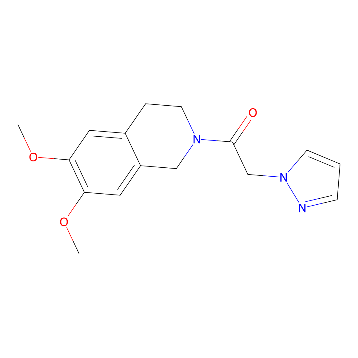 1-(6,7-dimethoxy-3,4-dihydroisoquinolin-2(1H)-yl)-2-(1H-pyrazol-1-yl)ethanone molecular structure, CAS 1206994-68-4