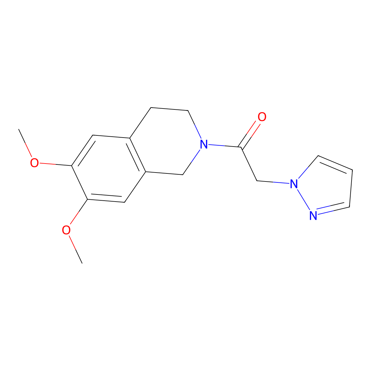1-(6,7-dimethoxy-3,4-dihydroisoquinolin-2(1H)-yl)-2-(1H-pyrazol-1-yl)ethanone molecular structure, CAS 1206994-68-4