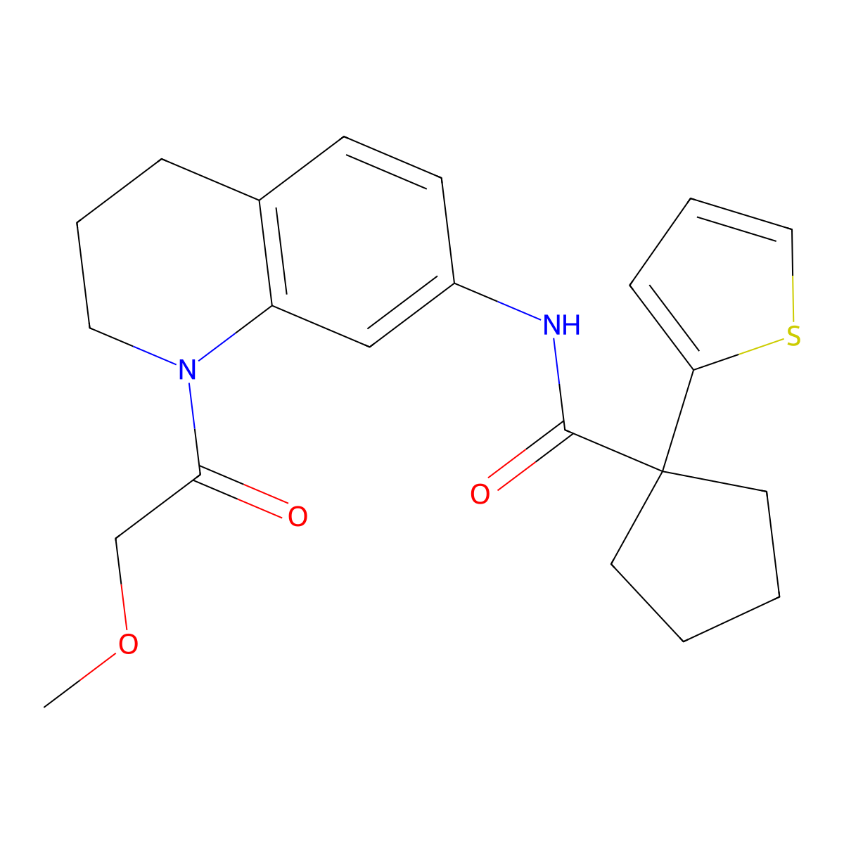 N-(1-(2-methoxyacetyl)-1,2,3,4-tetrahydroquinolin-7-yl)-1-(thiophen-2-yl)cyclopentanecarboxamide molecular structure, CAS 1206994-71-9