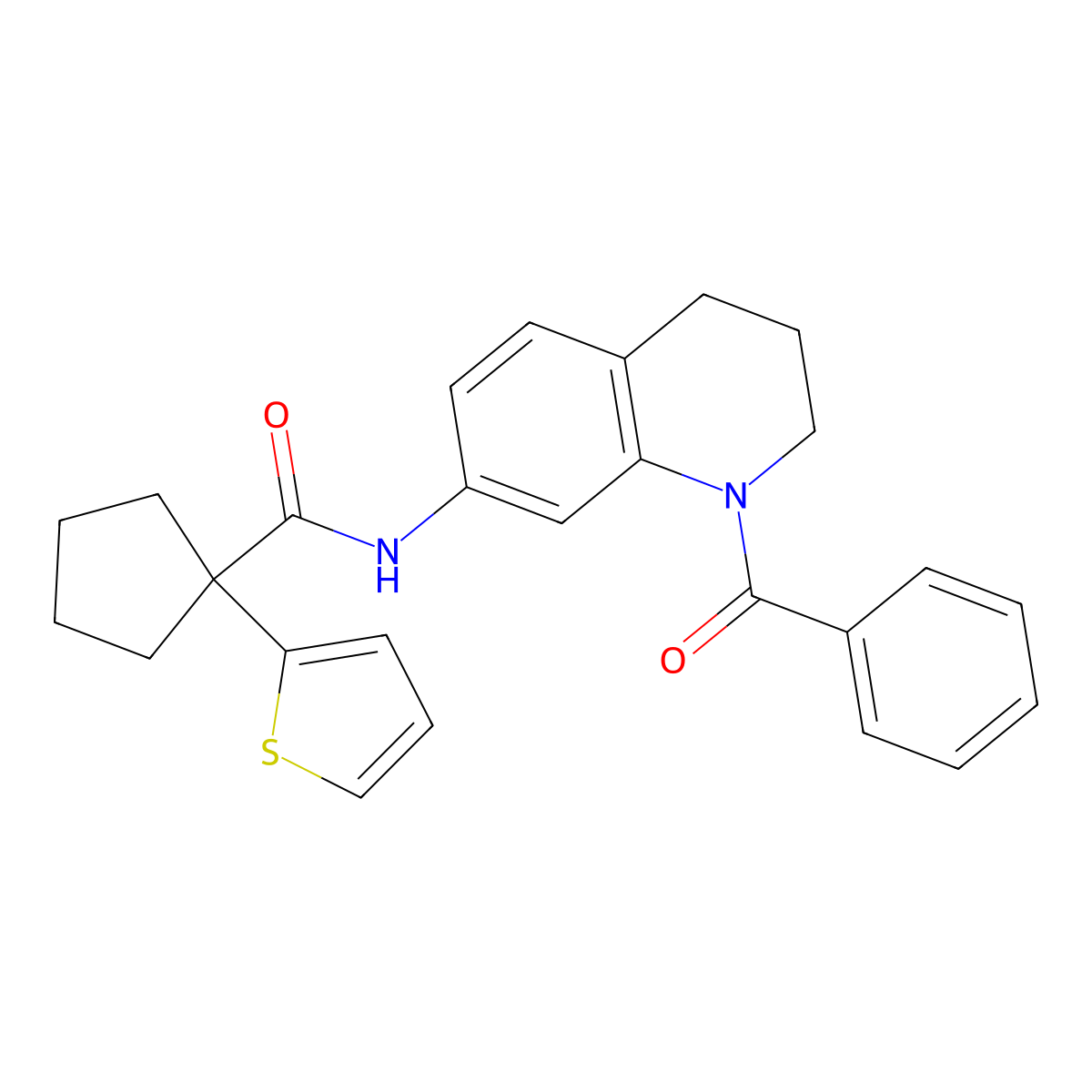 N-(1-benzoyl-1,2,3,4-tetrahydroquinolin-7-yl)-1-(thiophen-2-yl)cyclopentanecarboxamide molecular structure, CAS 1206994-73-1