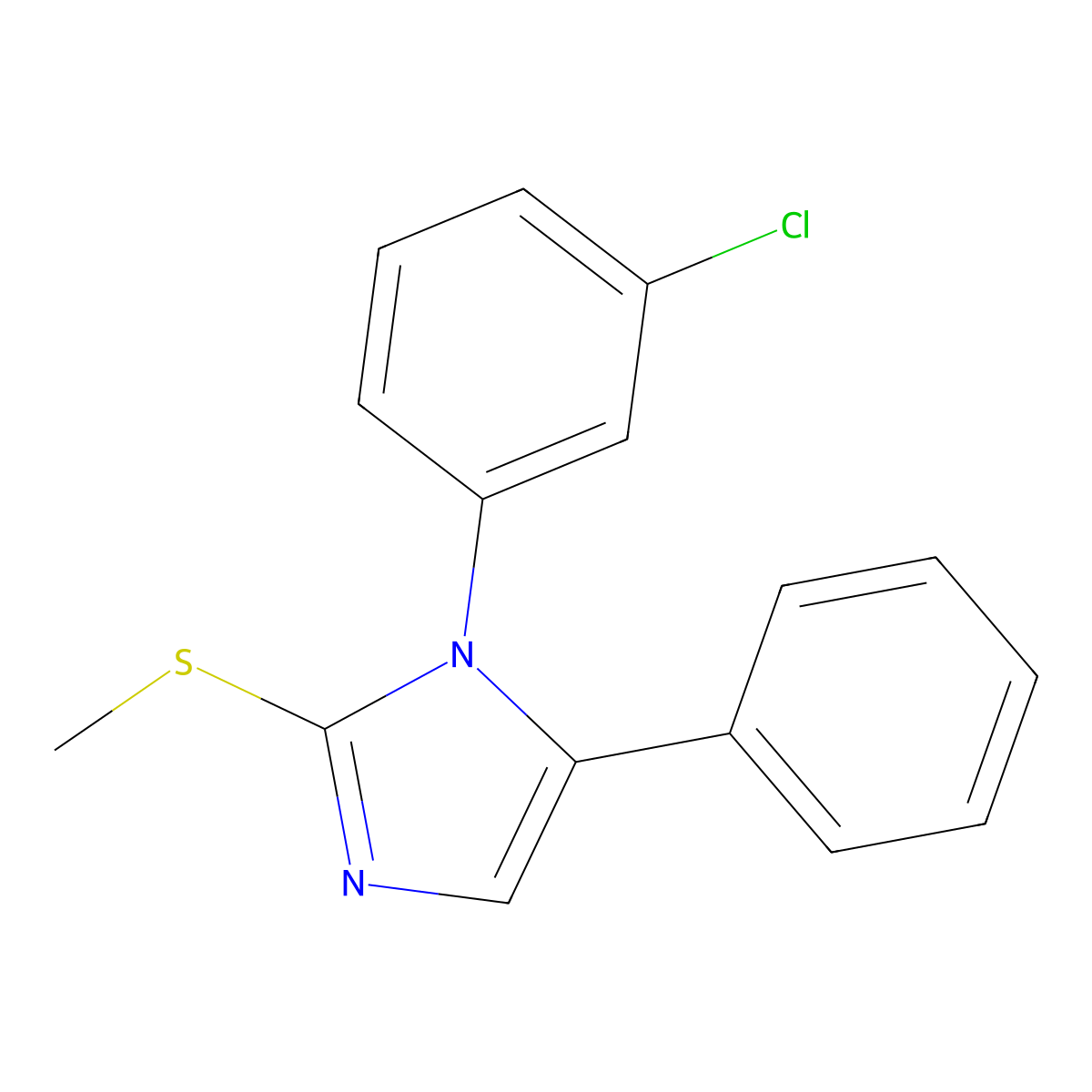 1-(3-chlorophenyl)-2-(methylthio)-5-phenyl-1H-imidazole molecular structure, CAS 1206994-74-2