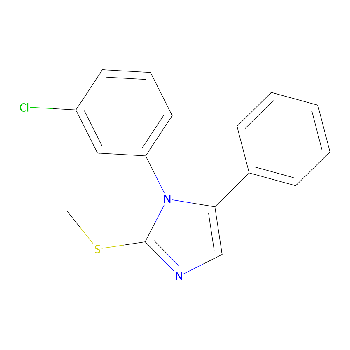 1-(3-chlorophenyl)-2-(methylthio)-5-phenyl-1H-imidazole molecular structure, CAS 1206994-74-2