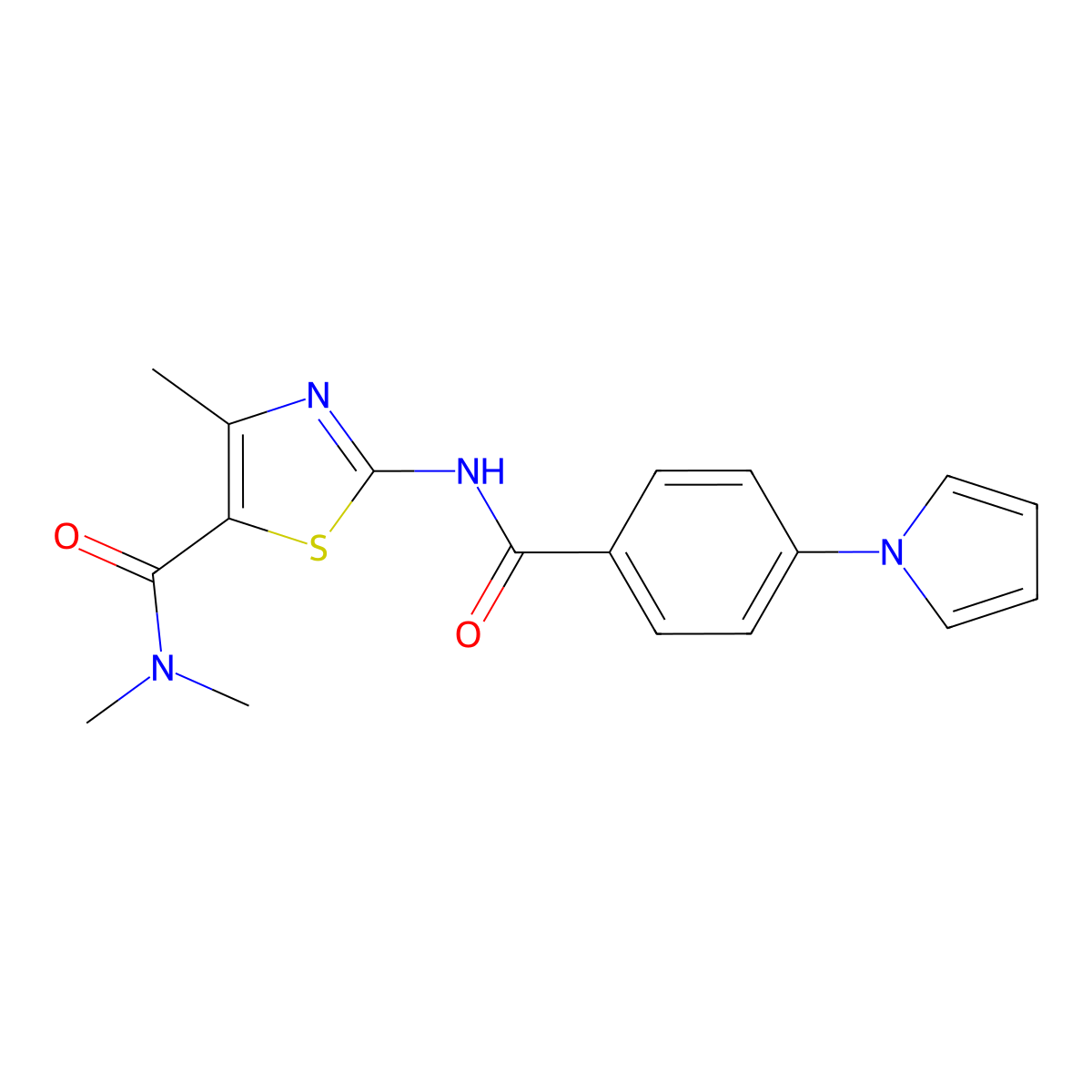 2-(4-(1H-pyrrol-1-yl)benzamido)-N,N,4-trimethylthiazole-5-carboxamide molecular structure, CAS 1206994-75-3