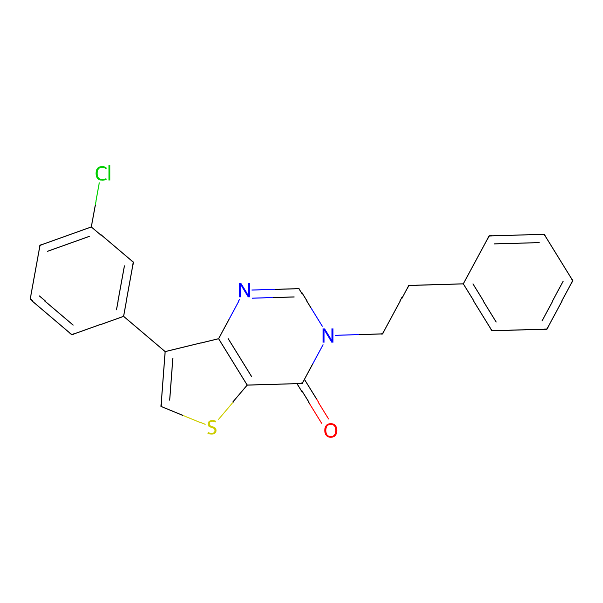 7-(3-chlorophenyl)-3-(2-phenylethyl)thieno[3,2-d]pyrimidin-4(3H)-one molecular structure, CAS 1206994-77-5