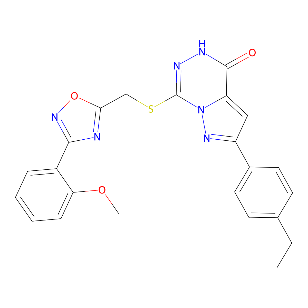 2-(4-ethylphenyl)-7-({[3-(2-methoxyphenyl)-1,2,4-oxadiazol-5-yl]methyl}thio)pyrazolo[1,5-d][1,2,4]triazin-4(5H)-one molecular structure, CAS 1206994-82-2