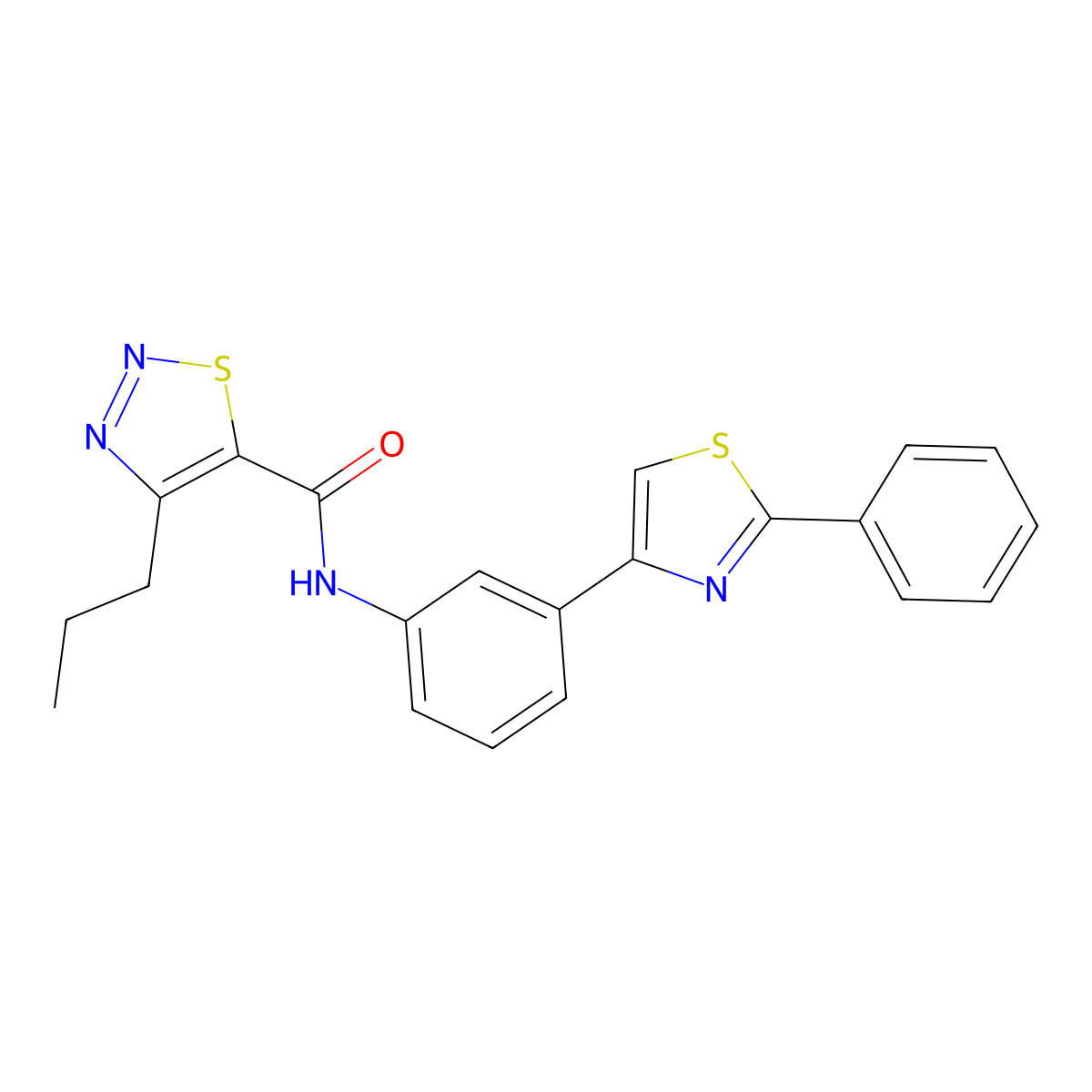 N-(3-(2-phenylthiazol-4-yl)phenyl)-4-propyl-1,2,3-thiadiazole-5-carboxamide molecular structure, CAS 1206994-89-9