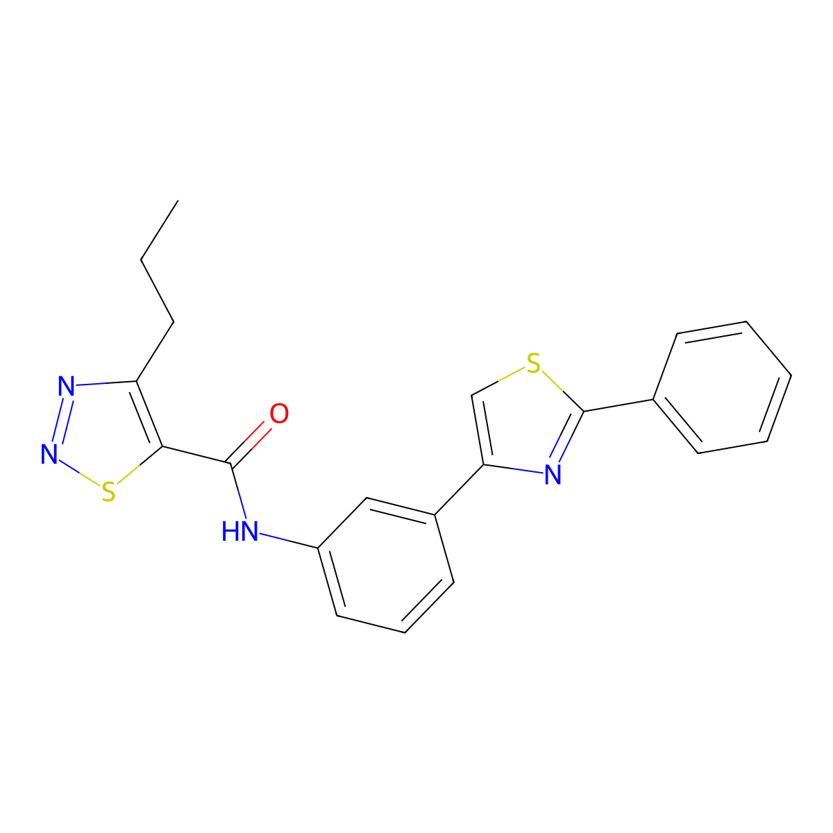 N-(3-(2-phenylthiazol-4-yl)phenyl)-4-propyl-1,2,3-thiadiazole-5-carboxamide molecular structure, CAS 1206994-89-9