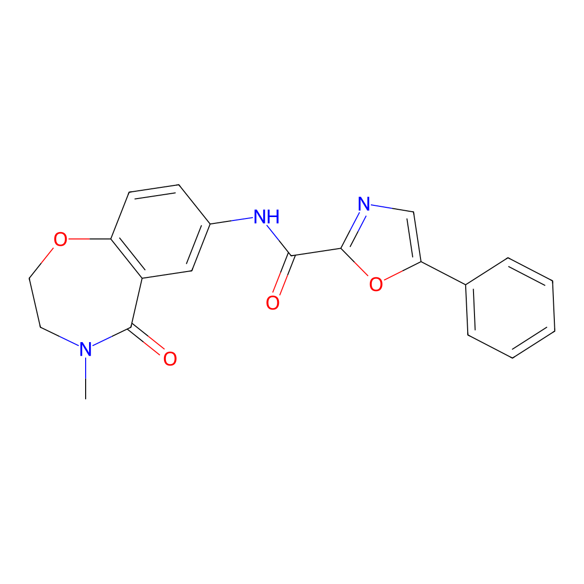 N-(4-methyl-5-oxo-2,3,4,5-tetrahydrobenzo[f][1,4]oxazepin-7-yl)-5-phenyloxazole-2-carboxamide molecular structure, CAS 1206994-92-4