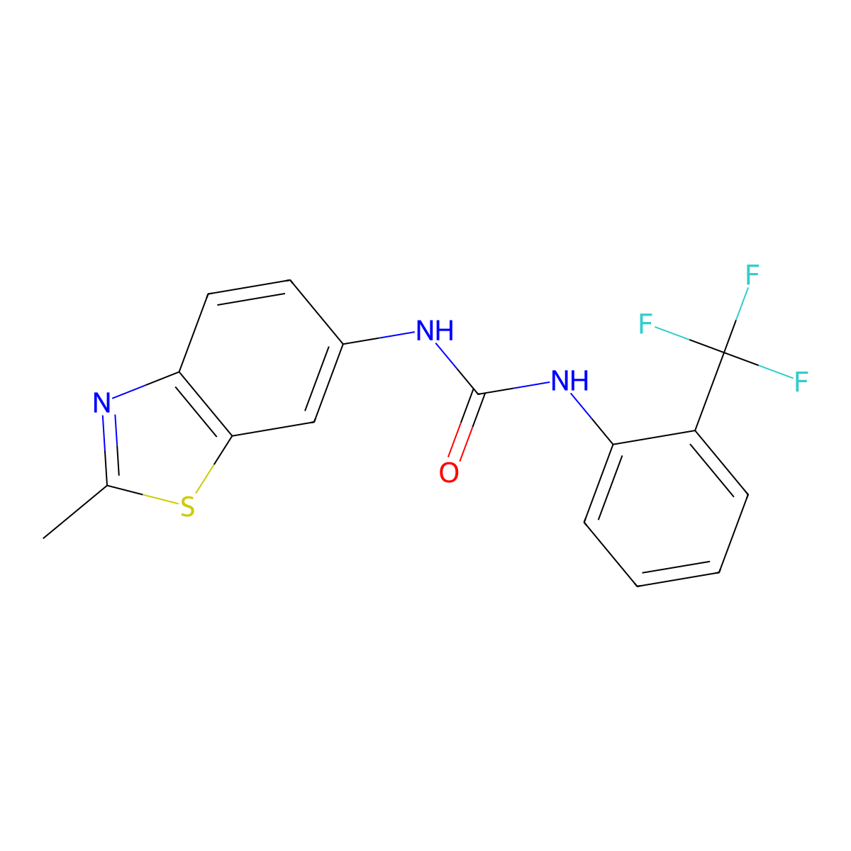 1-(2-Methylbenzo[d]thiazol-6-yl)-3-(2-(trifluoromethyl)phenyl)urea molecular structure, CAS 1206994-93-5