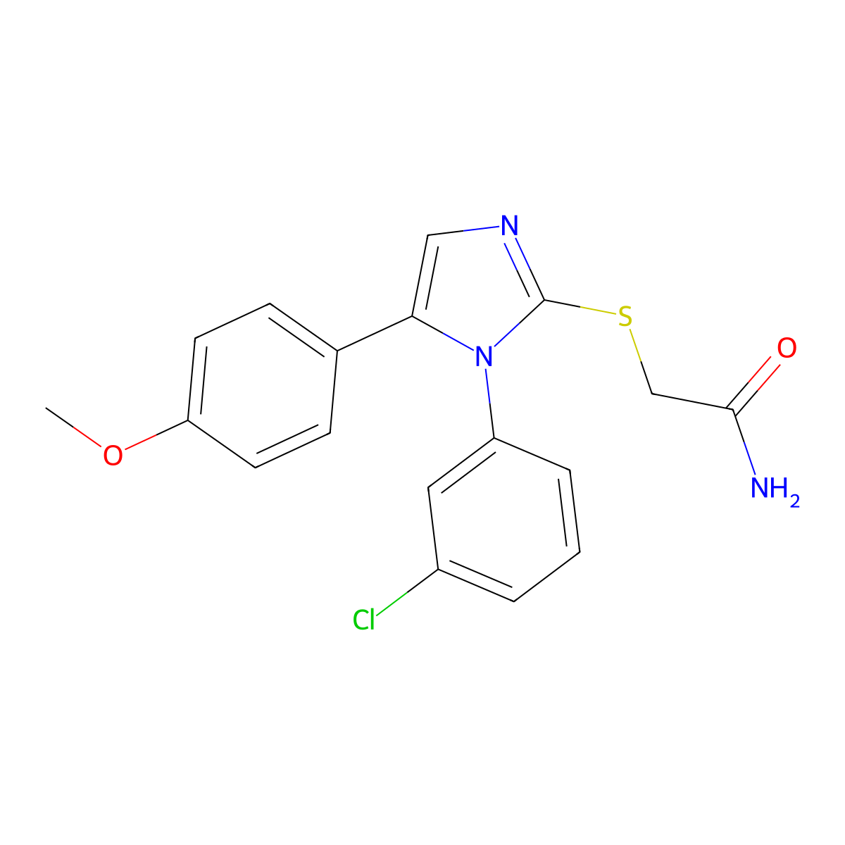 2-((1-(3-chlorophenyl)-5-(4-methoxyphenyl)-1H-imidazol-2-yl)thio)acetamide molecular structure, CAS 1206994-94-6