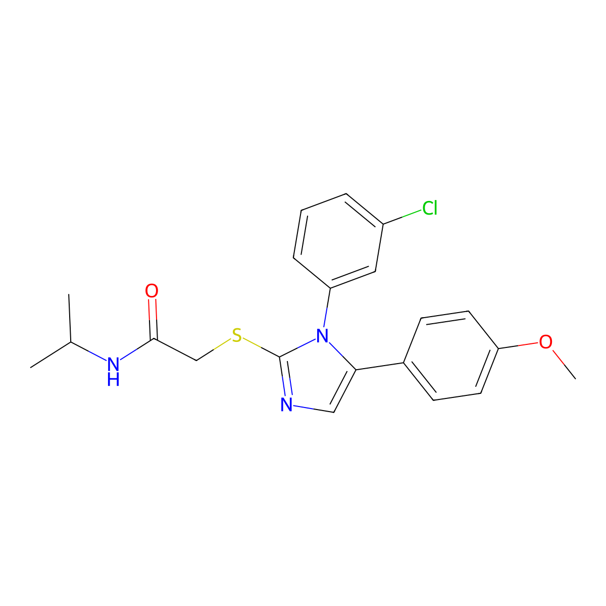 2-((1-(3-chlorophenyl)-5-(4-methoxyphenyl)-1H-imidazol-2-yl)thio)-N-isopropylacetamide molecular structure, CAS 1206995-01-8
