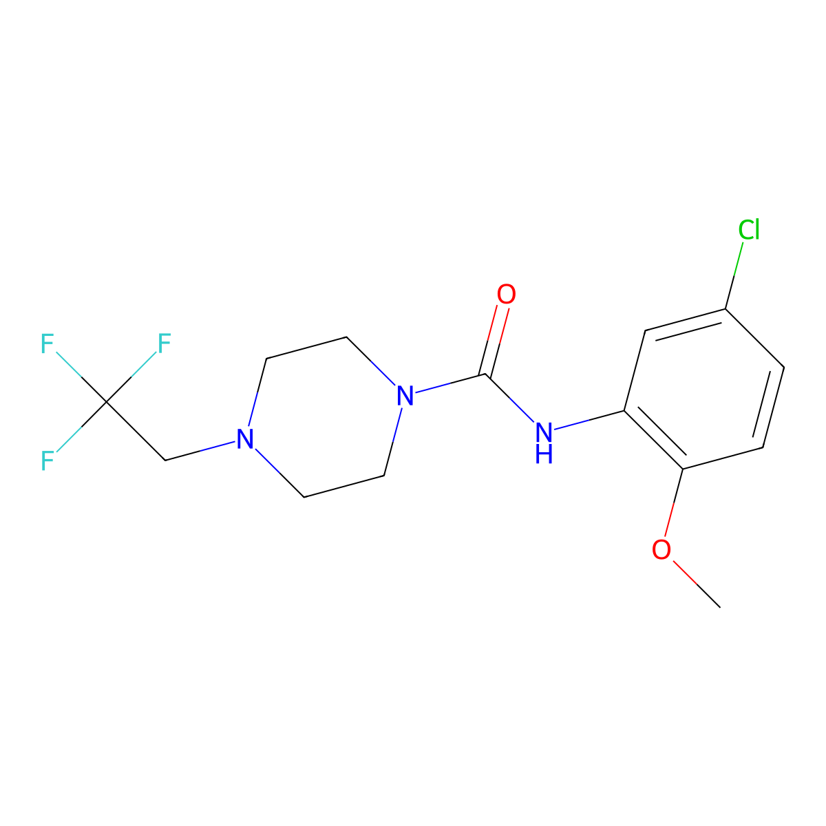 N-(5-chloro-2-methoxyphenyl)-4-(2,2,2-trifluoroethyl)piperazine-1-carboxamide molecular structure, CAS 1206995-03-0