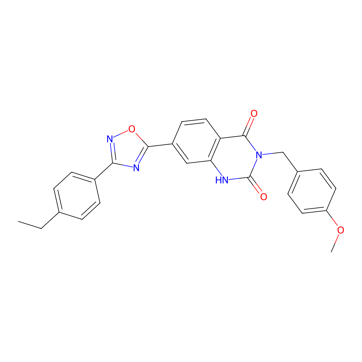 7-(3-(4-ethylphenyl)-1,2,4-oxadiazol-5-yl)-3-(4-methoxybenzyl)quinazoline-2,4(1H,3H)-dione molecular structure, CAS 1206995-11-0