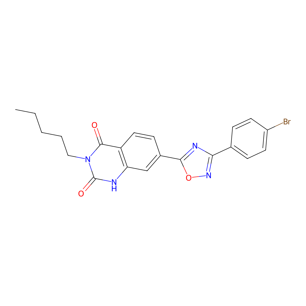 7-(3-(4-bromophenyl)-1,2,4-oxadiazol-5-yl)-3-pentylquinazoline-2,4(1H,3H)-dione molecular structure, CAS 1206995-15-4