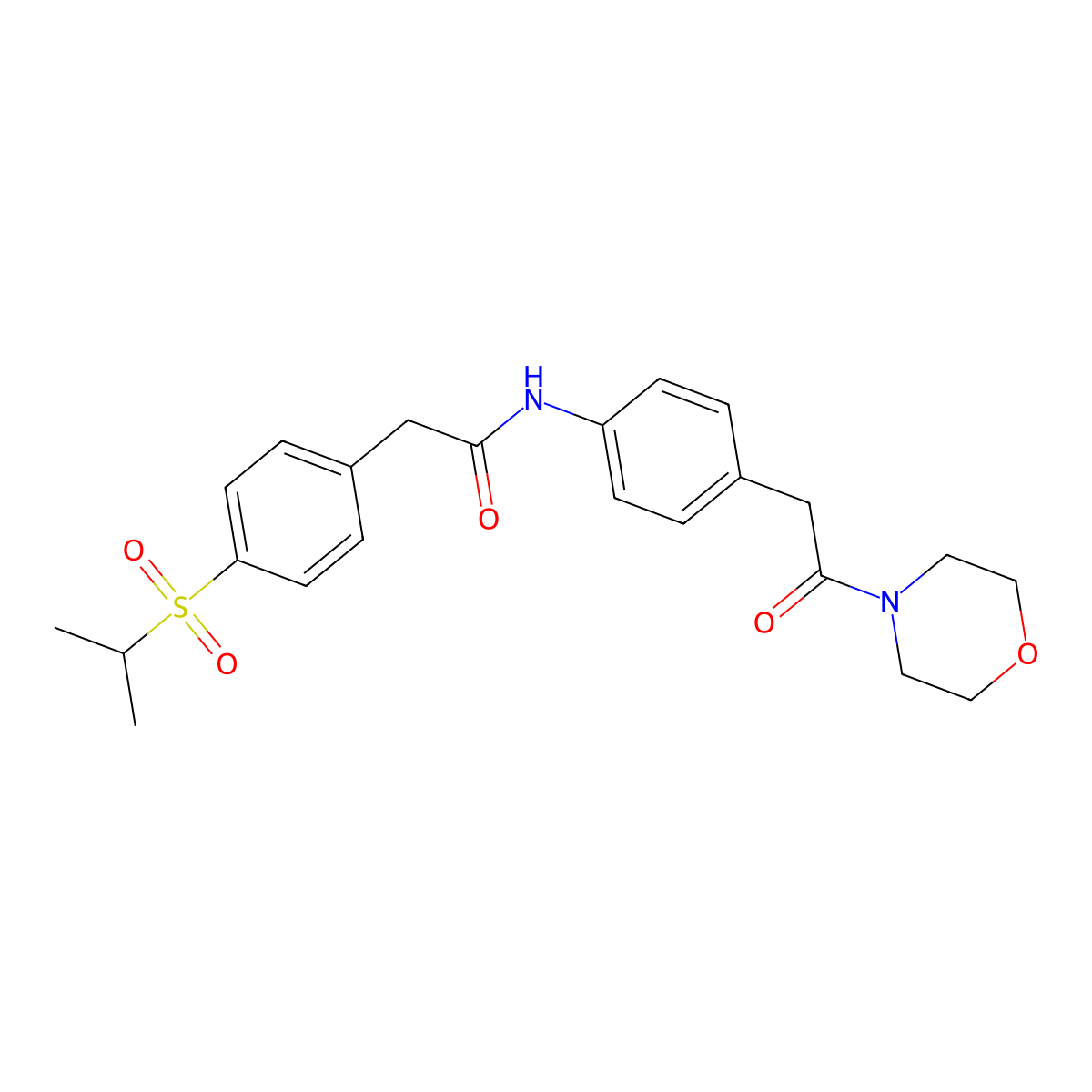 2-(4-(isopropylsulfonyl)phenyl)-N-(4-(2-morpholino-2-oxoethyl)phenyl)acetamide molecular structure, CAS 1206995-16-5