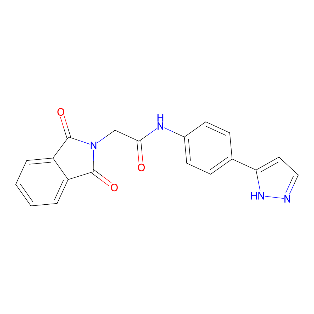 N-(4-(1H-pyrazol-3-yl)phenyl)-2-(1,3-dioxoisoindolin-2-yl)acetamide molecular structure, CAS 1206995-22-3