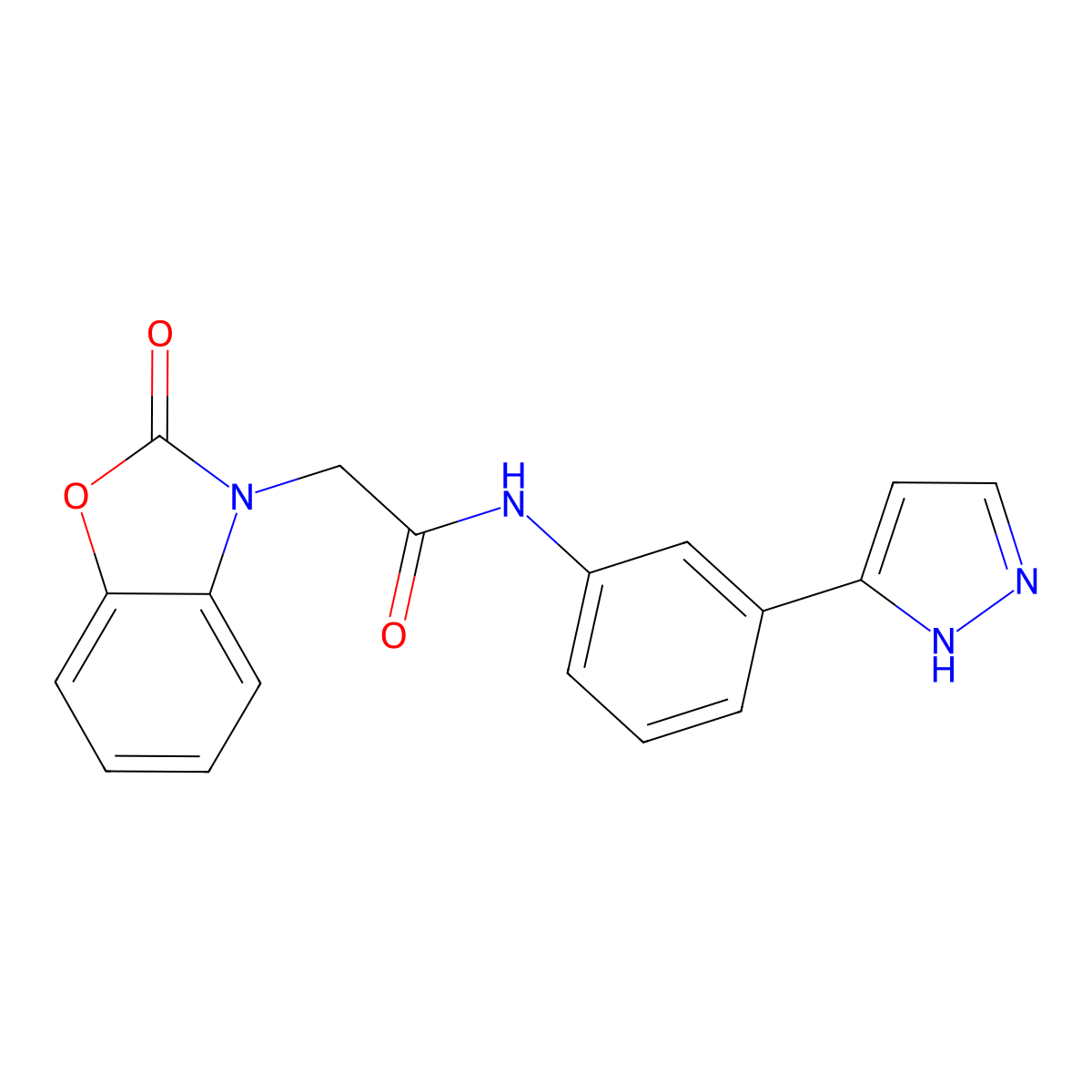 N-(3-(1H-pyrazol-3-yl)phenyl)-2-(2-oxobenzo[d]oxazol-3(2H)-yl)acetamide molecular structure, CAS 1206995-26-7
