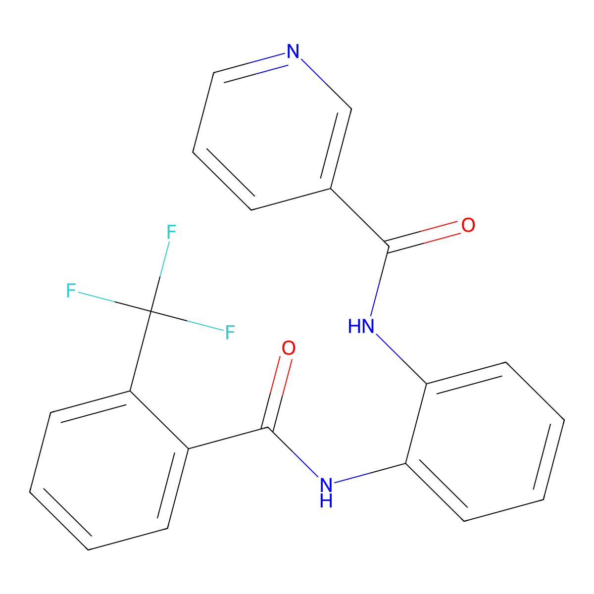 N-(2-(2-(trifluoromethyl)benzamido)phenyl)nicotinamide molecular structure, CAS 1206995-27-8