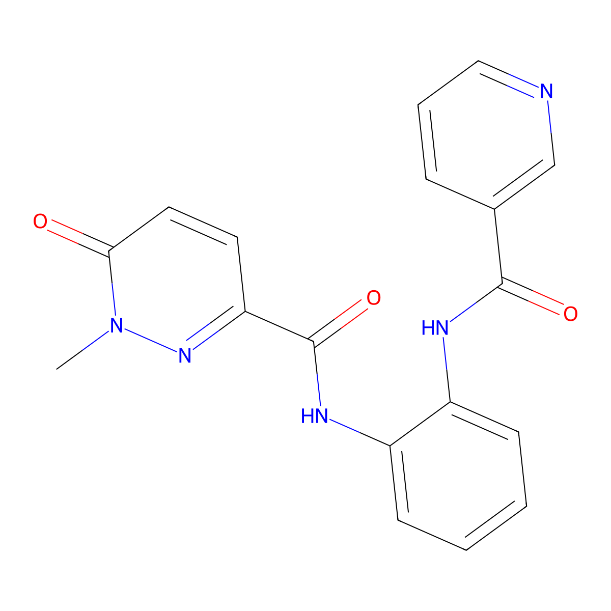 1-methyl-N-(2-(nicotinamido)phenyl)-6-oxo-1,6-dihydropyridazine-3-carboxamide molecular structure, CAS 1206995-28-9