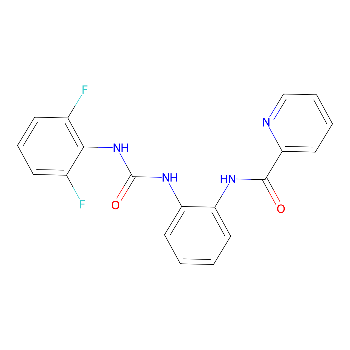 N-(2-(3-(2,6-difluorophenyl)ureido)phenyl)picolinamide molecular structure, CAS 1206995-29-0