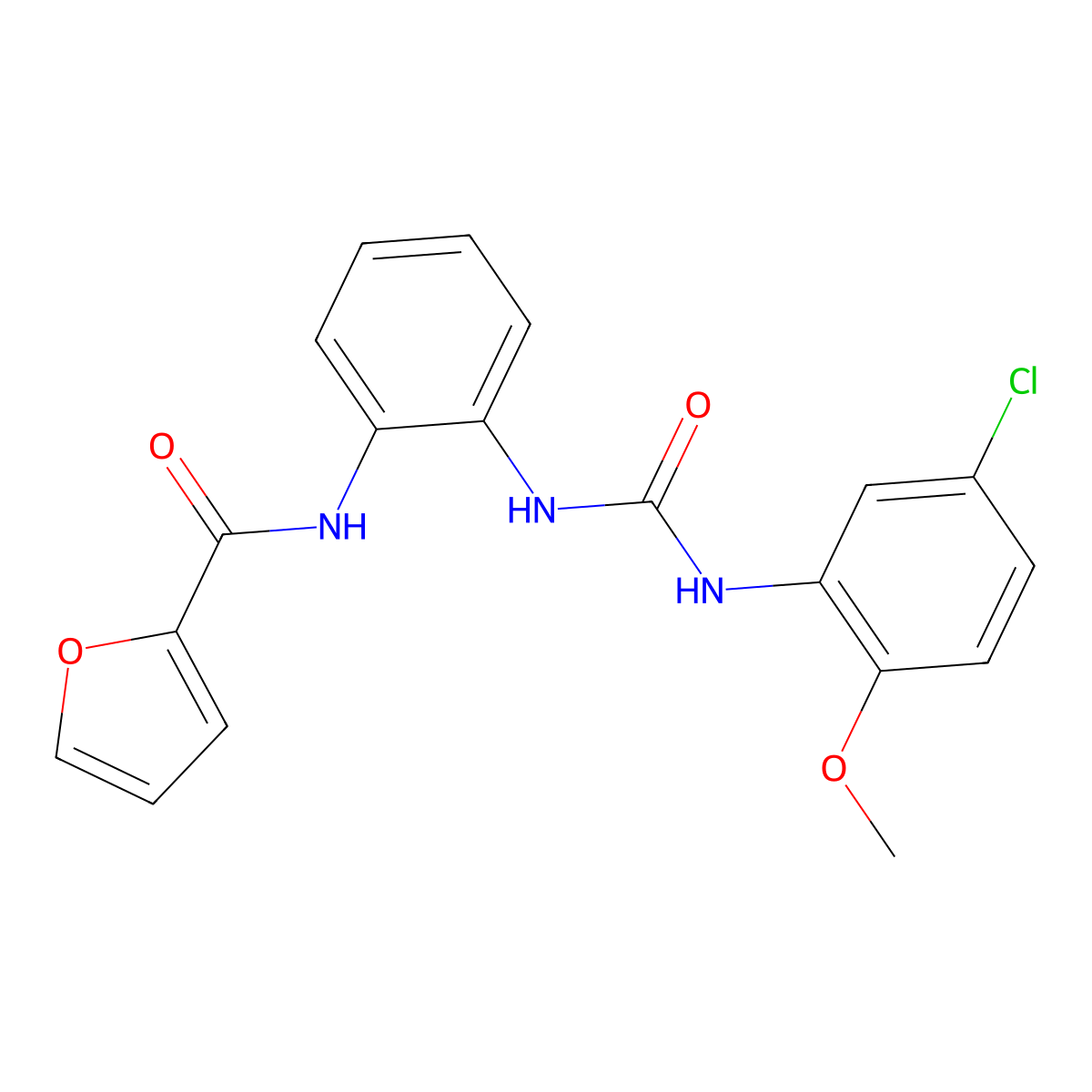 N-(2-(3-(5-chloro-2-methoxyphenyl)ureido)phenyl)furan-2-carboxamide molecular structure, CAS 1206995-32-5