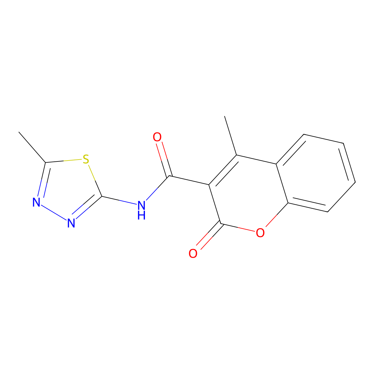 4-methyl-N-(5-methyl-1,3,4-thiadiazol-2-yl)-2-oxo-2H-chromene-3-carboxamide molecular structure, CAS 1206995-33-6