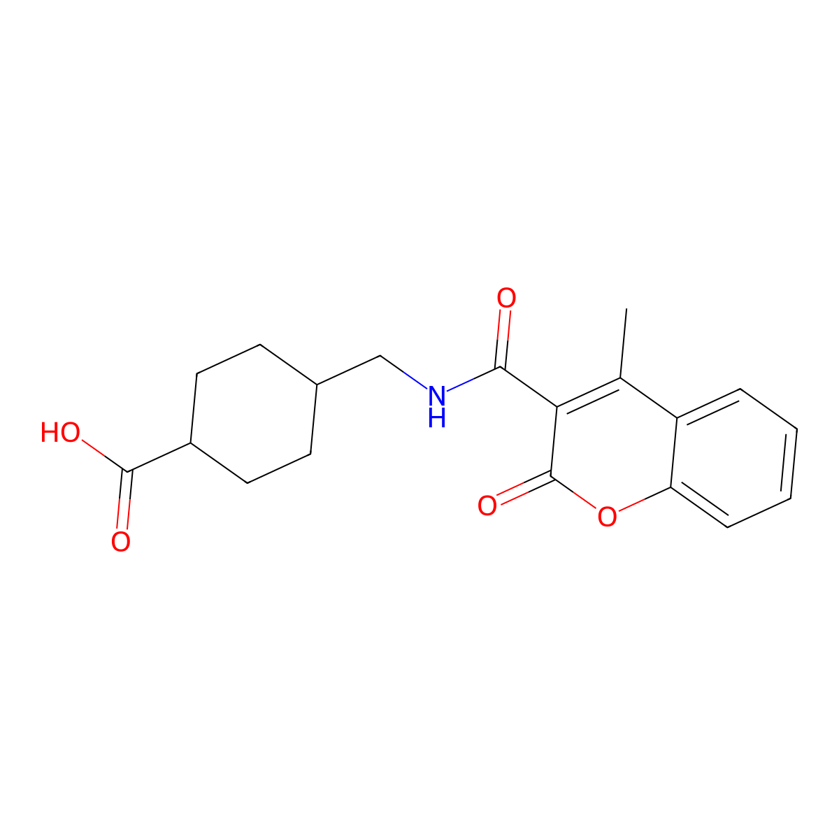 4-((4-methyl-2-oxo-2H-chromene-3-carboxamido)methyl)cyclohexanecarboxylic acid molecular structure, CAS 1206995-34-7