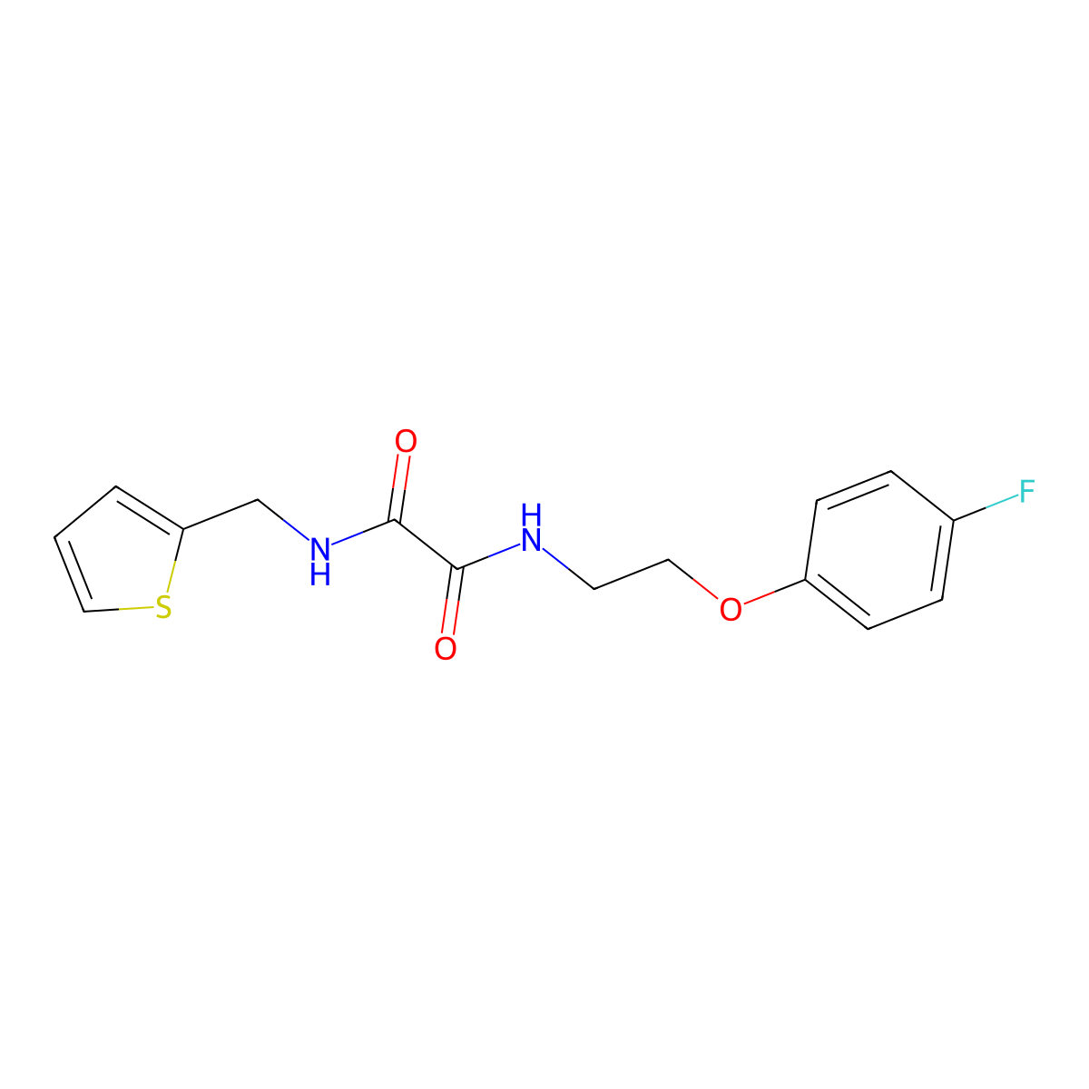 N1-(2-(4-fluorophenoxy)ethyl)-N2-(thiophen-2-ylmethyl)oxalamide molecular structure, CAS 1206995-35-8